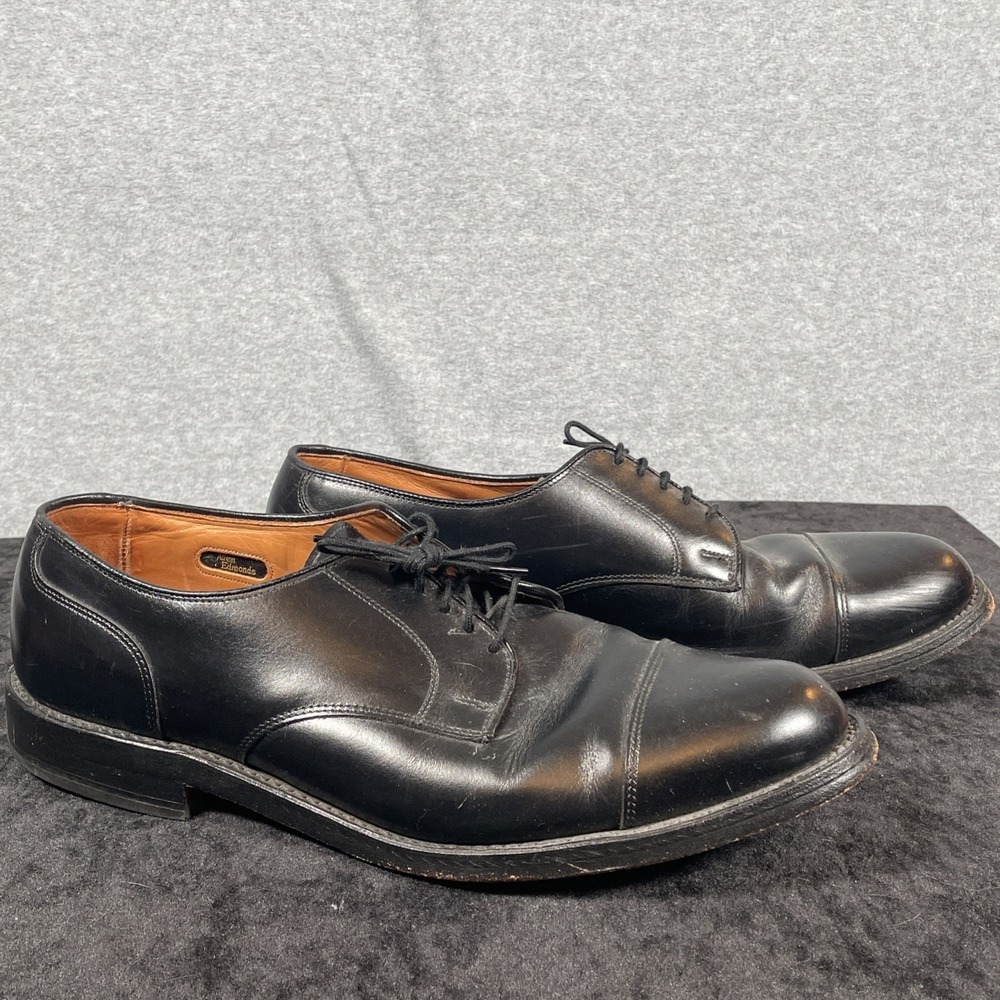 Allen Edmonds Fairgate Men 11.5 B Black Leather Cap Toe Derby Shoes 1301 USA